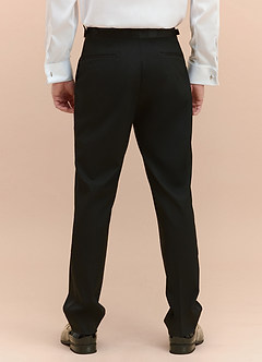 front Classic Negro Pantalones de esmoquin con solapa de pico
