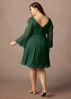 Azazie Teraso Mother of the Bride Dresses Dark Green A-Line Pleated Mesh Dress image10