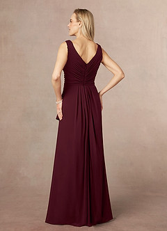 Azazie Evy Abiti per la Madre della Sposa Abito A-Line in Chiffon Elasticizzato Plissettato Cabernet image3