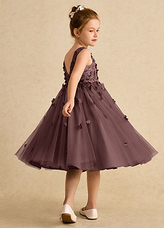 Azazie Lana Flower Girl Dresses Espresso A-Line Sleeveless Matte Satin Dress image4