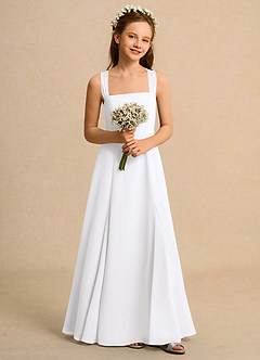 Azazie Tater Junior Formal Flower Girl Dresses White A-Line Pleated Chiffon Dress image4