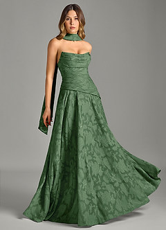 Azazie Gabriela Abiti da Damigella Abito A-Line in Burnout Floreale Senza Cinturino Eucalipto image5