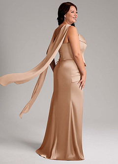 Azazie Sorrel Vestidos de damas de honor Vestido de Rosa Inglesa de Satén Elástico de Corte Sirena Convertible con Sin tirantes image11