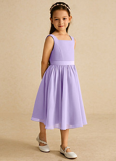 Azazie Ari Flower Girl Dresses Lilac A-Line Sleeveless Chiffon Dress image5