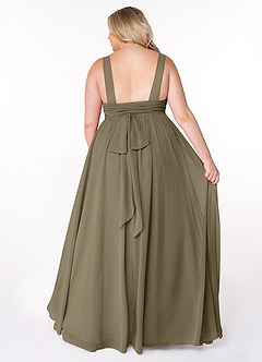 Azazie Kora Bridesmaid Dresses Willow Green A-Line Pleated Chiffon Dress image8