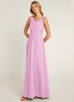 Azazie Pierrette Robes de demoiselle d'honneur Robe Trapèze en Mousseline de soie Plissée Rose Bonbon image3