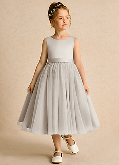 Azazie Pear Blumenmädchenkleider Ballkleid Schleifen Tüll Kleid Frost image4