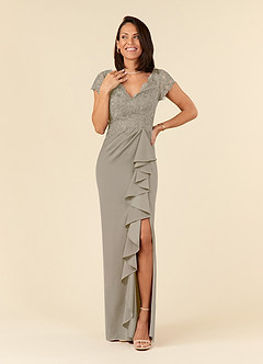 Azazie Carmen vestidos de madre de la novia Vestido de Gris Pardo de Encaje de Recto image1