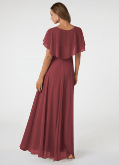 Azazie Jamie Robes de demoiselle d'honneur Robe Trapèze en Mousseline de soie Merlot image5