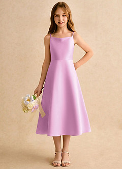 Azazie Jaella Girls Formal Flower Girl Klänningar Klä A-Line i Matt satäng Plisserad image5
