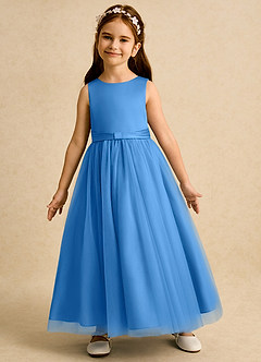 Azazie Lior Flower Girl Dresses Blue Jay Ball-Gown Pleated Tulle Dress image4