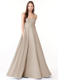 Azazie Neve Bridesmaid Dresses Frost Ball-Gown with Pockets Stretch Satin Dress image1