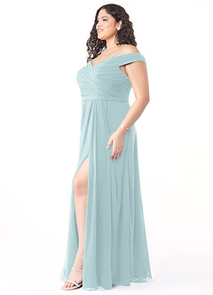 Azazie Audrianna Bridesmaid Dresses Mist A-Line Off-The-Shoulder Gathered Chiffon Convertible Dress image8