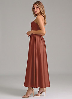 Azazie Lucienne Suknie dla druhen Linia A Pofałdowany Satyna elastyczna Długość kostki Sukienka image3