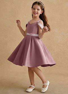 Azazie Judi Flower Girl Klänningar Klä A-Line i Matt satäng image3