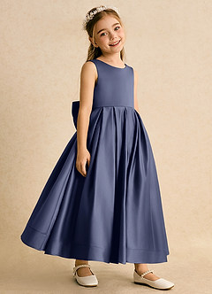 Azazie Cailee Blumenmädchenkleider Ballkleid Plissee Matte Satin Kleid Sturm image3