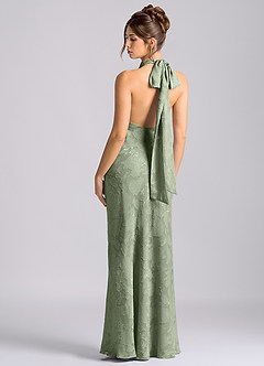 Azazie Velli Jurken voor bruidsmeisjes Jurk van Bloemen Burn-out met Zeemeermin Hoge Kraag Agave image2