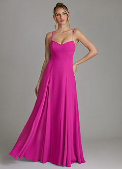 Azazie Imani Bridesmaid Dresses Fuchsia A-Line Sweetheart Neckline Chiffon Dress image1