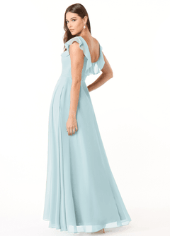 Azazie Jinny Bridesmaid Dresses Mist A-Line Square Neckline Ruched Chiffon Dress image4