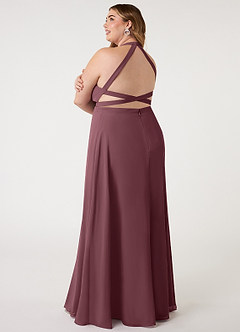 Azazie Clarice Bridesmaid Dresses Sangria A-Line Halter Chiffon Dress image12