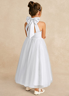 Azazie Bev Flower Girl Dresses White A-Line Convertible Tulle Dress image6