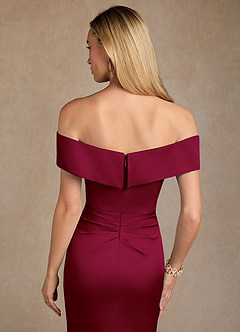Azazie Laredo Kleider für die Brautmutter Meerjungfrau-Linie Schulterfrei Stretch-Satin Kleid Burgunderrot image7