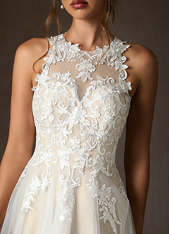 Azazie Melrose Hochzeitskleider A-Linie Herzausschnitt Spitze Kleid Diamantweiß Champagner image4