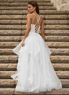 Mosaic White Ruffle Prom Dress image2