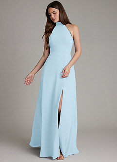 Azazie Myra Brudtärnklänningar Klä av A-Linje i Chiffong Hög hals Himmelsblå image4