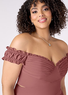 Barbie ♥ Azazie Bridesmaid Dresses Amethyst A-Line Off the Shoulder Chiffon Convertible Dress image11