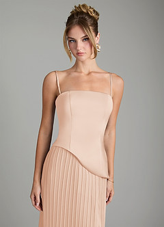 Azazie Tierney Robes de demoiselle d'honneur Robe Trapèze Convertible en Mousseline de soie Sans bretelles Rose Anglais image2