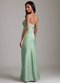 Azazie Saylor Probar vestidos en casa Vestido de Agave de Satén Elástico de Corte Sirena con Sin tirantes image5