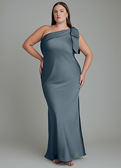 Azazie Yuanna Bridesmaid Dresses Twilight Mermaid One Shoulder Stretch Satin Dress image8