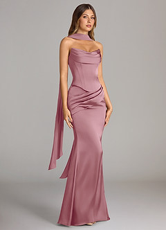 Azazie Sorrel Bridesmaid Dresses Vintage Mauve Mermaid Strapless Stretch Satin Convertible Dress image3