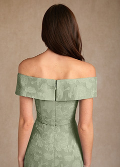 Azazie Medford Mother of the Bride Dresses Agave A-Line Off the Shoulder Floral Burnout Dress image8