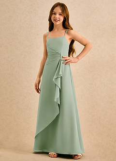 Azazie lolly Girls Formal Flower Girl Dresses Dusty Sage A-Line Pleated Chiffon Dress image5