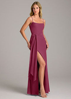 Azazie Tahlia Brautjungfernkleider A-Linie Gürtel/Schärpe Chiffon Kleid Maulbeerrot image3