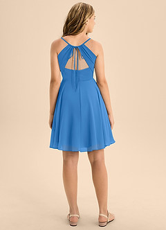 Azazie Avelina Junior Blue Jay A-Line Pleated Chiffon Dress image2