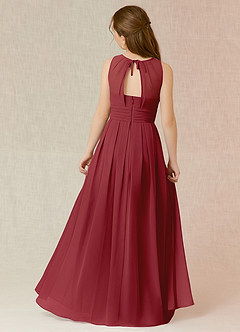 Azazie Bibiane Junior Pomegranate A-Line Pleated Chiffon Dress image2