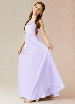 Azazie Bibiane Junior Lilac A-Line Pleated Chiffon Dress image3