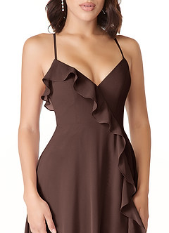 Azazie Tarni Bridesmaid Dresses Ganache A-Line Chiffon Dress image5