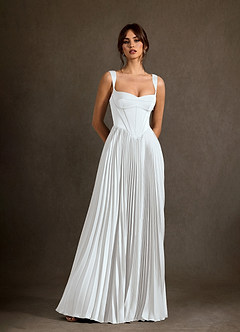 Azazie Dean At-home Try On Dresses Diamond White Sheath Sweetheart Neckline Stretch Satin Dress image1