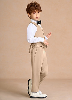front Oliver Tan Boys 5-Piece Suit With Bow Tie