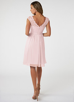 Azazie Shivani Final Sale Blushing Pink A-Line Lace Chiffon Dress image4