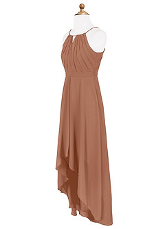Azazie Oaklynn Junior Robe Trapèze en Mousseline de soie Plissée Bronze image8