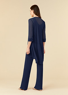 Azazie Frances Mère de la mariée Robes Robe Combinaison/Tailleur Pantalon en Maille Découpé Bleu Marine Foncé image4