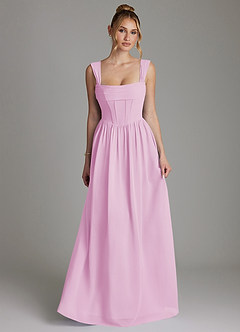 Azazie Caterina Bridesmaid Dresses Candy Pink A-Line Corset Chiffon Dress image4