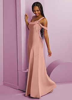 Barbie ♥ Azazie Bridesmaid Dresses Rosette Sheath Pleated Stretch Satin Dress image4