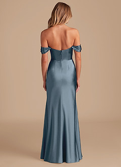 Azazie Saige Bridesmaid Dresses Twilight A-Line Off the Shoulder Metallic Satin Convertible Dress image4