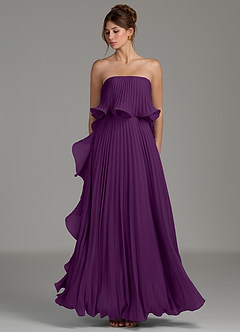 Azazie Alexia Bridesmaid Dresses Grape A-Line Ruched Chiffon Dress image6